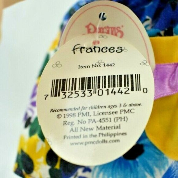 Precious Moments Doll Collection Frances 11 inch Vinyl Doll Vintage 1998 - Picture 7 of 8